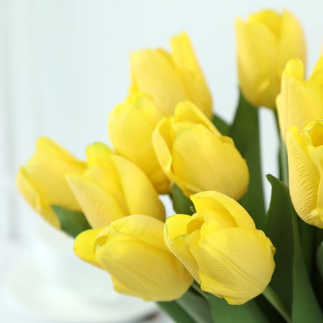 1 fleur artificielle de tulipe jaune pour le printemps (1/3)