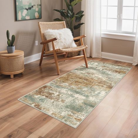 Tapis Salon Résumé Entree 80x150cm Lavable en Machine AntidéRapant Poil Ras, pour Chambre Salle a Manger Descente de Lit Bureau, Cuisine, Rouge Orangé (1/5)