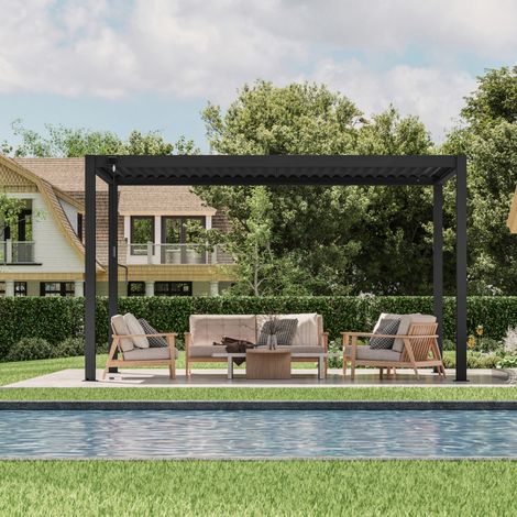 Pergola bioclimatique 12m2 aluminium anthracite X-Metal (1/5)