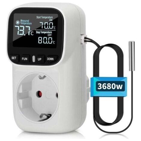 Régulateur de température numérique 230V avec sonde Chauffage Refroidissement Commutateur de température Thermostat Prise pour serre Aquarium Réfrigérateur