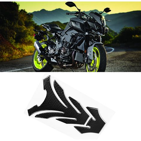 Protection autocollante décorative pour réservoir d'essence/carburant de moto Yamaha (noir/argent) (1/4)