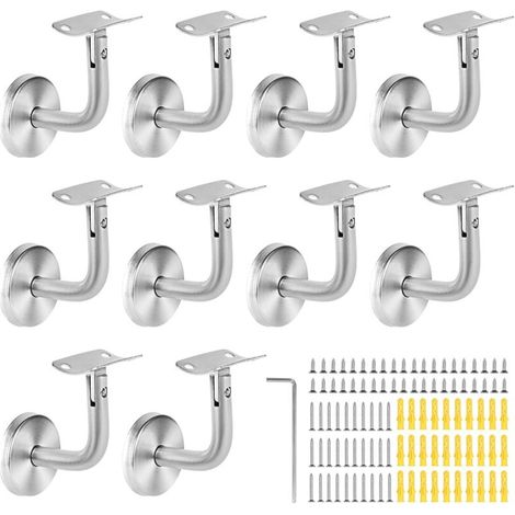 Support de Rampe Main Courante Acier Inoxydable - Lot de 10 Pièces, Fixation Murale pour Escalier et Rampes (1/5)