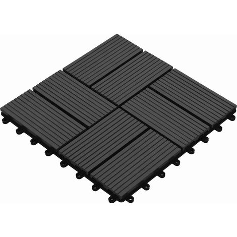 Terrassenfliese 11 pcs Schwarz 30 x 30 cm WPC vidaXL