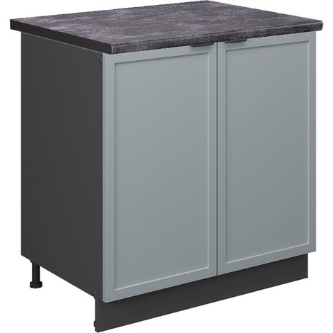 Armario bajo para fregadero Fame-Line, Azul claro-gris, 80 cm , ET Antracita, Vicco