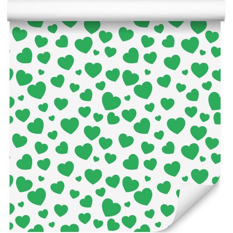 Papier peint Cœur Blanc, Menthe et Vert 50x1000 cm (1/5)