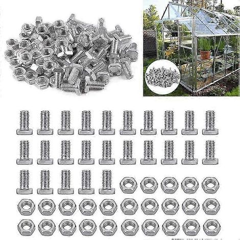Lot de 50 écrous en aluminium antirouille pour serres et accessoires de terrasse. (1/5)