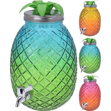 EXCELLENT tarro vidrio grifo 4,7 l piña surtido , Tarro vidrio grifo 4,7 litros colores surtidosDecorados surtidos, se envía según disponibilidadTapa de metal tipo rosca pa