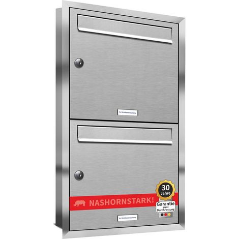 2er Edelstahl Briefkastenanlage für Unterputz Montage (1/5)