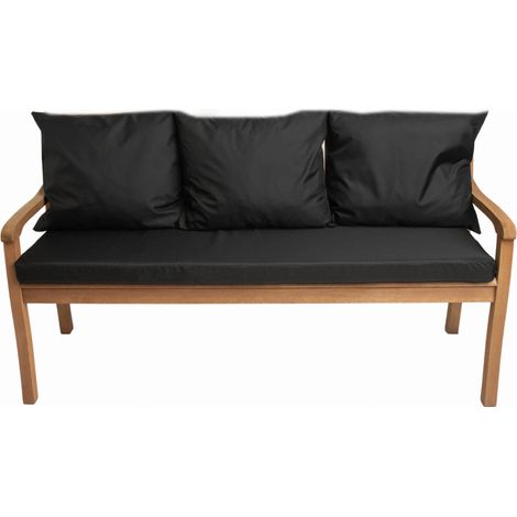 Coussin pour banc 160x60x3x50x56cm, Coussin extérieur/intérieur, Coussins pour balancelle de jardin Noir, Coussin d'assise, Coussin de dossier (1/5)