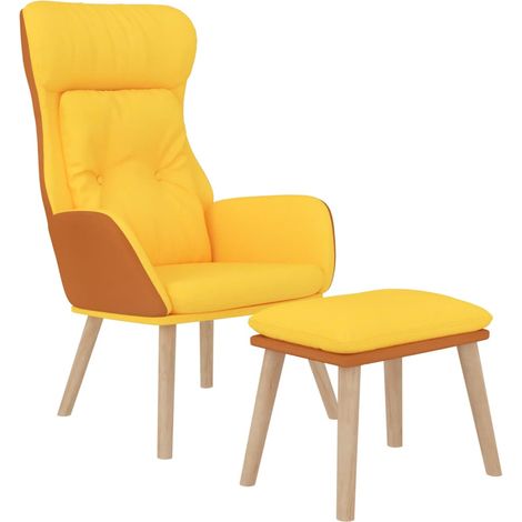 Relaxsessel mit Hocker Senfgelb Kunstleder & Stoff vidaXL (1/4)