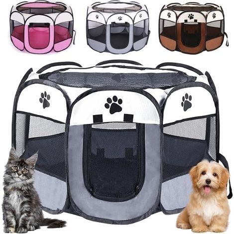 faltbares Hunde-Laufgitter, wasserdichtes Oxford-Gewebe, 73 x 73 x 43 cm, mit Netzbelüftung, für drinnen und draußen, für Katzen und Kaninchen (1/5)