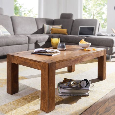 Table basse 110x60x40 cm en bois massif naturel (1/5)