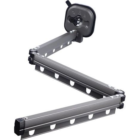 Wandmontierter, ausziehbarer Wäscheständer mit Haken, 360° drehbar, dreifach faltbar für Balkon, Waschküche, Badezimmer (Schwarz)