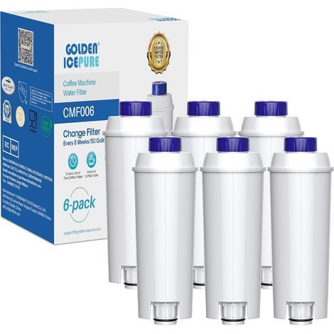 6 Pièces Filtre à eau, Charbon actif, Résine, Anti-calcaire, Pour Machine à café DeLonghi (1/5)