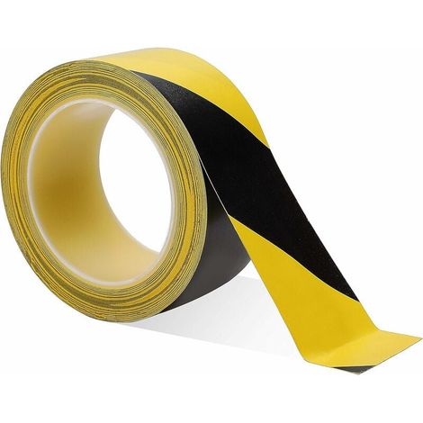 Ruban De Délimitation - En PVC - 50 Mm X 33 M - Noir Et Jaune - Intérieur Et Extérieur - Sur Surfaces Propres Et Sèches - 1 Pièce (1/5)