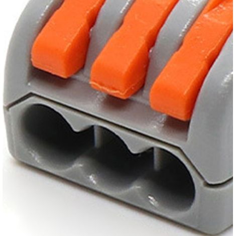 Lot de 20 connecteurs à connexion rapide pour fils fendus rigides et flexibles, offrant une excellente conductivité électrique (PCT 213). (1/5)