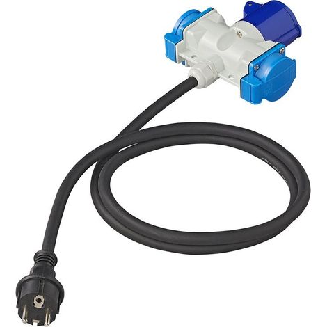Cavo adattatore 150cm 3x2,5mm² da spina Schuko a 1xCEE + 2xprese Schuko (1/5)
