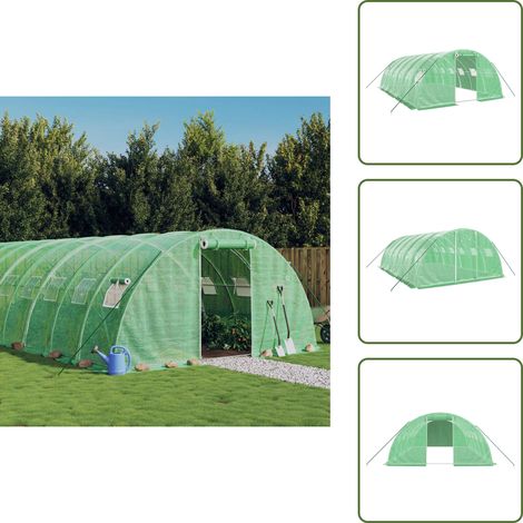 Serre avec cadre en acier vert 24 m² 6x4x2 m - Serre De Jardin - Serre Verte - Abri Jardin - Tunnel De Jardin - Protection Plante (1/5)