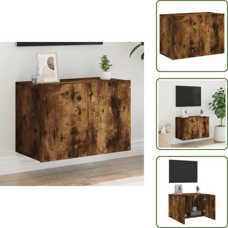 Meuble TV mural chêne fumé 60x30x41 cm - Meubles Tv - Meuble Tv Mural - Support Tv - Meuble Hifi - Meuble Chêne Fumé (1/5)