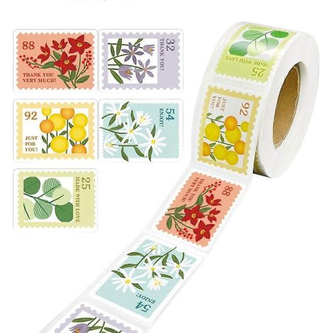1 Rouleau d'Autocollants Rétro Fleurs Vintage - Étiquettes Auto-Adhésives Décoratives, Adhésif Floral Ancien pour Décoration (1/4)