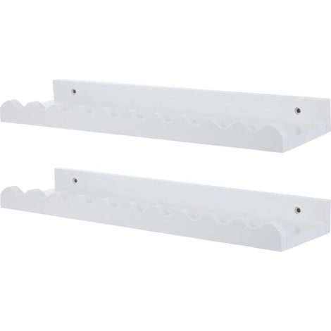Lot de 2 étagères flottantes – Blanches – Pour chambre enfant – Fixation murale – Livres (1/5)