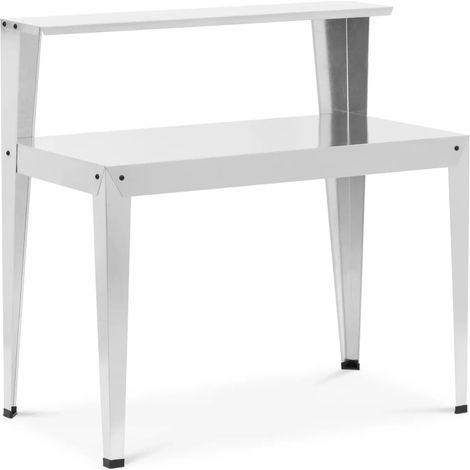Mesa de jardín con estante acero galvanizado 112 x 64 x 110 cm acero galvanizado metalizado plateado 140009975