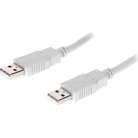 Cable USB A 2.0 male des deux cotes 1m gris