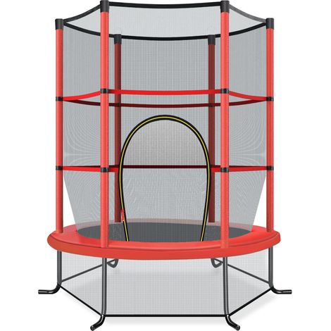 Trampolino per bambini con rete di sicurezza, 165 cm, portata massima 135 kg, rosso
