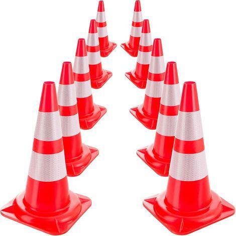 Cônes de signalisation routière cône de Chantier Orange Blanc 50 cm 10 pièces (1/5)