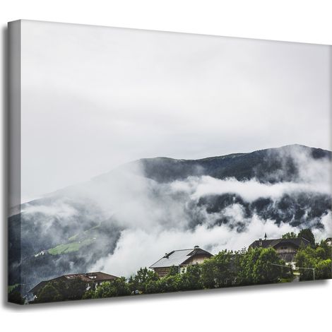 Leinwanddruck Natur – Berge im Nebel, 40 x 30 cm