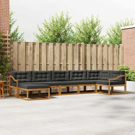 vidaXL Outdoor-Sofagarnitur mit Kissen 7 pcs Natur und Anthrazit (1/5)