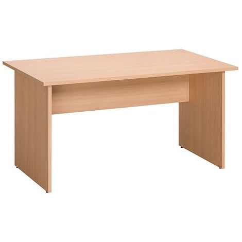 Bureau droit hêtre L 140 cm piétement plein bois - O-line 2 - Maxiburo (1/2)