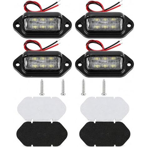 lampes LED pour éclairage de plaque d’immatriculation Feux arrière étanches 6SMD pour véhicules 12V/24V Compatible avec camions, caravanes et remorques Éclairage puissant (1/5)