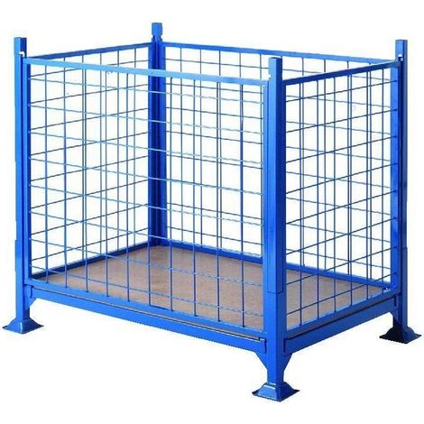 PROVOST - Palette à 4 ridelles grillagées en acier bleu RAL 5019 - 1200 x 1000 mm