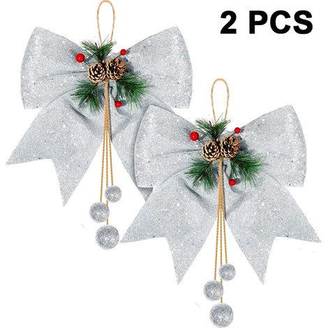 2 pezzi Corona di Natale Decorazione, Anello porta Decorazione, Grande corona di albero di Natale, Corona di brillantini, Corona di decorazione di Natale per la casa, Decorazione di festa di Natale (1/4)