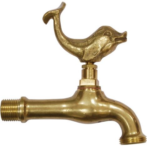 Robinet décoratif Dauphin pour fontaine, laiton poli 15x21