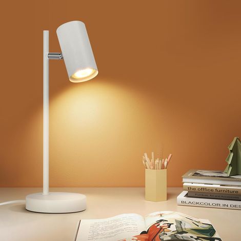 ZMH Lampe de Chevet Lampe de Table de Chambre Blanc - Lampe de Table GU10 Pivotante à 350 ° Table de Chevet Veilleuse en métal Lampe de Bureau Lampe de Lecture avec Bureau de Salon (1/5)