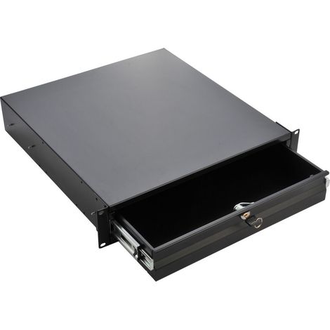 Tiroir de rangement à clé pour rack 19'', Hauteur 2U (1/2)