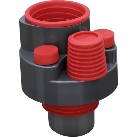Adattatore di scarico a 4 vie per lavatrice e lavastoviglie, raccordo in ABS DN 50/75, scarico per lavatrice a prova di odori e perdite, connettore per scarico cucina, rosso e grigio, 1 pz. (1/5)