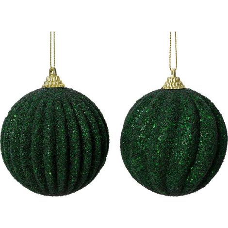 Decoris Pallina di Natale Verde Scuro Glitter - 8 cm