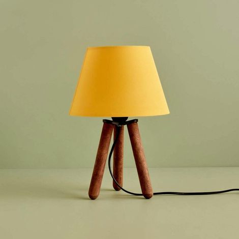Lampe de chevet trépied moderne, abat-jour jaune KILIS (1/3)
