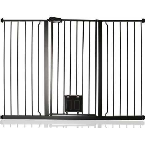 Bettacare Barrière Pour Chien Avec Trappe Verrouillable, 139,8cm - 147,4cm, Hauteur 104cm, Couleur Noir