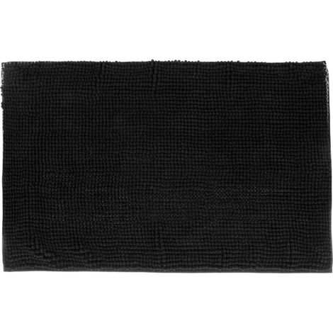 5Five Simply Smart – Tapis de bain chenille 50x80cm noir – Polyester moelleux – Entretien facile – Pour salle de bain moderne