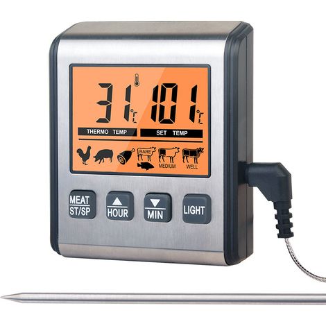Thermomètre à viande numérique avec grand écran rétroéclairé, ultra rapide pour la cuisine de cuisson des aliments en intérieur et en extérieur (1/4)