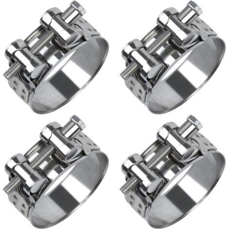 Set mit 4 Edelstahl-Drehgelenk-Schlauchschellen – 48–51 mm – Bandbreite: 22 mm – Für Schwimmbäder, Waschmaschinen, Kraftstoffleitungen, Teiche und Gärten (1/5)