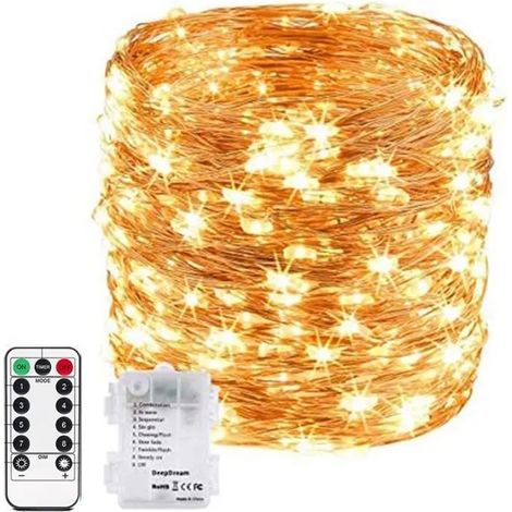 Guirlande Lumineuse - 10 M - 100 Led - Piles - Étanche Ip67 - Intérieur Extérieur - Noël Mariage Terrasse Pelouse - 1 Pièce