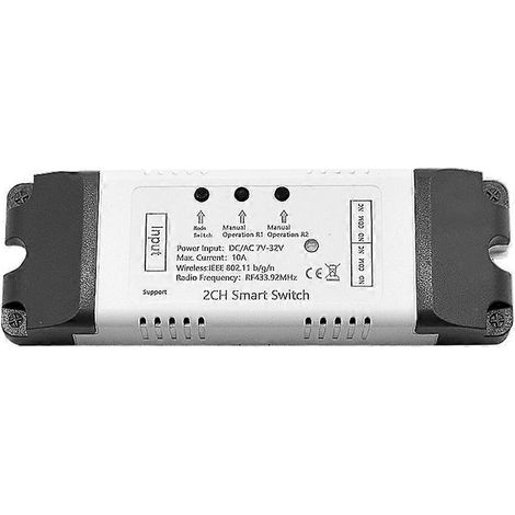Intelligentes Relaismodul Ein-/Ausschalter für Lichtsteuerung, 2 Kanäle, 7–32 V, Funkfernbedienung 433 MHz