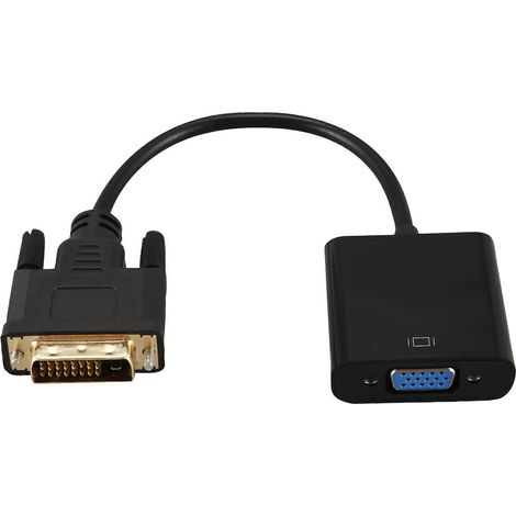 Câble adaptateur DVI vers VGA, câble DVI-D vers VGA 1080p, convertisseur vidéo DVI mâle 25 broches vers VGA femelle 15 broches (24+1), adapté aux moniteurs PC. (1/5)