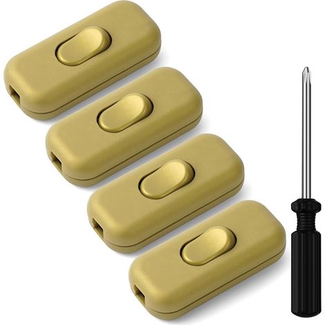 Interrupteur Bipolaire, 4 Pièces 250 V Legrand Interrupteur, Remplacement du commutateur en ligne, accepte un fil rond ou plat à 1-3 conducteurs pour Lampe, Petit appareil ou lampe, or (1/5)