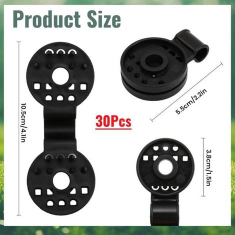 30 Clips De Fixation En Plastique Noir Pour Filet D'ombrage, Bâche Solaire, Réutilisables Pour Jardin (1/4)